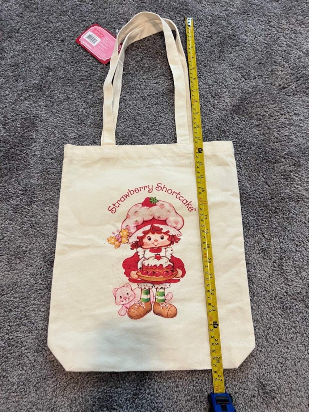 Strawberry Shortcake Cream Canvas Tote NWT - Picture 5 of 6